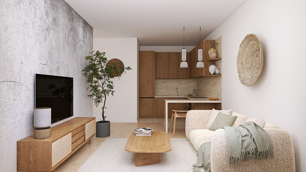 Фото из портфолио Кухня-гостиная в стиле Джапанди – фотографии дизайна интерьеров на INMYROOM Фото из портфолио Кухня-гостиная в стиле Джапанди – фотографии дизайна интерьеров на INMYROOM