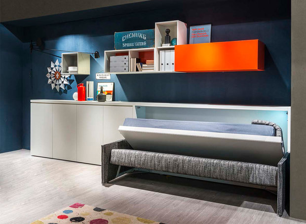 Фотография: Кабинет в стиле Лофт, Современный, Советы, Бежевый, Серый, Мебель-трансформер, кровать-трансформер, диван-кровать – фото на INMYROOM