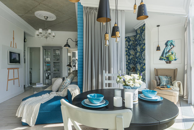 Фотография: Кухня и столовая в стиле Скандинавский, Современный, Квартира, Проект недели, Бирюзовый, 1 комната, 40-60 метров, Симферополь, Татьяна Петрова – фото на INMYROOM