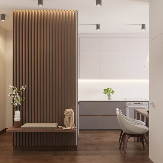 Фотография: Кухня и столовая в стиле Современный, Минимализм, Квартира, Проект недели, Степан Бугаев, 2 комнаты, 40-60 метров, «Точка дизайна», Монолитно-кирпичный, ЖК «Фили Град» – фото на INMYROOM