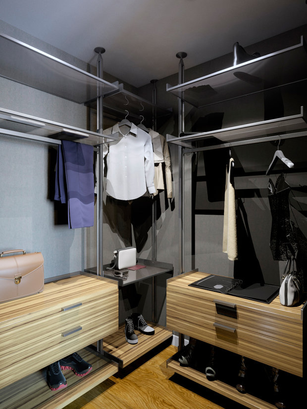 Фотография: Гардеробная в стиле Лофт, Современный, Квартира, Россия, Axo Light, Белый, Минимализм, Проект недели, Черный, Серый, Санкт-Петербург, SLV, Hansgrohe, как построить гардеробную в квартире, Приморский район, Alloc, Iris Ceramiche, Form Us With Love, Khroma Green, Serenissima Capri CIR, Eijffinger United, Vistosi Papiro Pendant, Eijffinger Richmond, Мария Марченко, перепланировка трешки, зонирование трешки, ремонт трешки, как объединить кухню с гостиной, уютный минимализм – фото на INMYROOM
