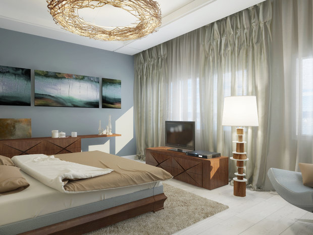 Фотография: Спальня в стиле Современный, Эко, Квартира, Россия, iM, Белый, Проект недели, Бежевый, Серый, Сочи, Caparol, Рыжий кот, Marbel, Ax Citterio, Wall and Deco, Map, Tonin Casa, Tomasella, Bubble Chair, Елена Туйсузян, Креазон, как оформить трешку, гардероб в спальне, стеклянный пол в комнате – фото на INMYROOM