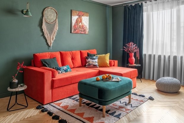 Фотография: Гостиная в стиле Современный, Квартира, Проект недели, Москва, Панельный дом, 1 комната, до 40 метров, II-18/12, Ирина Ахатова – фото на INMYROOM