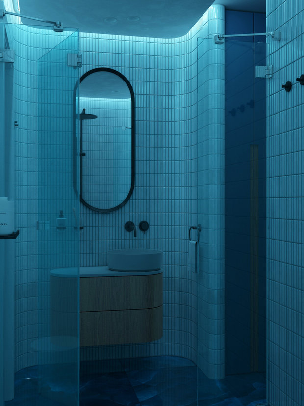 Фотография: Ванная в стиле Минимализм, Современный, Малогабаритная квартира, Квартира, Студия, Проект недели, Сочи, Алена Тимонина, Андрей Тимонин, до 40 метров – фото на INMYROOM