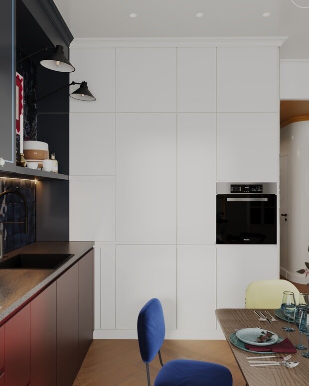 Фотография: Кухня и столовая в стиле Современный, Эклектика, Квартира, Проект дня, Москва, 3 комнаты, 60-90 метров, Анастасия Струве – фото на INMYROOM