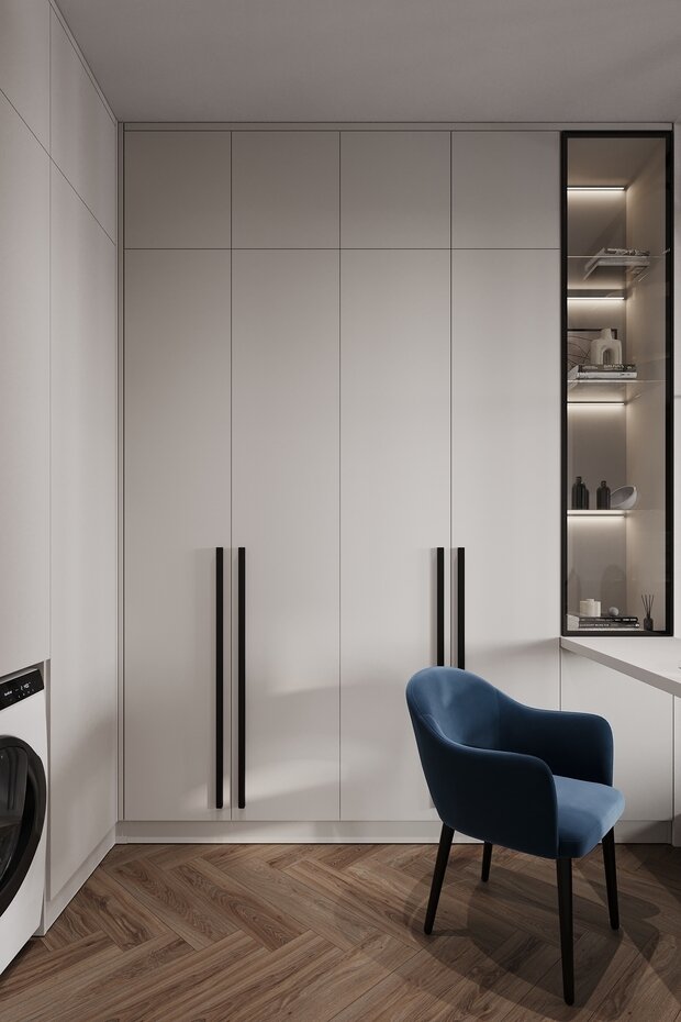 Фотография: Гардеробная в стиле Современный, Квартира, Студия, Проект дня, Санкт-Петербург, 40-60 метров, VizDiz, Илона Ореховская – фото на INMYROOM