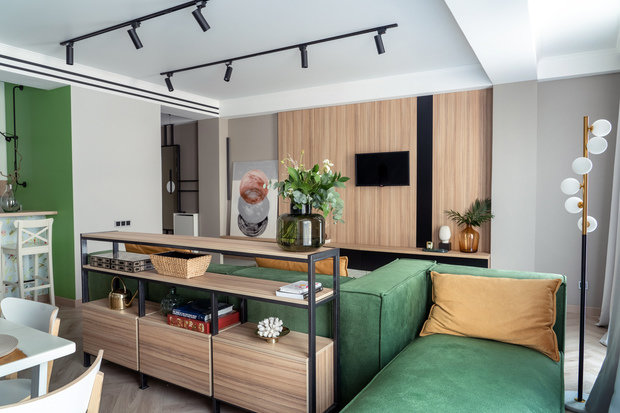 Фотография: Гостиная в стиле Современный, Квартира, Проект недели, Эко, 3 комнаты, 60-90 метров, Алматы, Анна Аранович – фото на INMYROOM