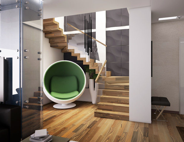 Фото из портфолио Дизайн двухуровневого пентхауза с видом на лес – фотографии дизайна интерьеров на INMYROOM