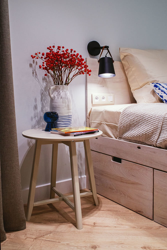 Фотография: Спальня в стиле Современный, Малогабаритная квартира, Квартира, Проект недели, Химки, 1 комната, 2 комнаты, до 40 метров, Татьяна Масленникова – фото на INMYROOM