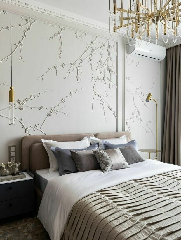 Фотография: Спальня в стиле Классический, Современный, Квартира, Проект дня, Москва, Монолитный дом, 1 комната, 40-60 метров, Алина Мурашова – фото на INMYROOM