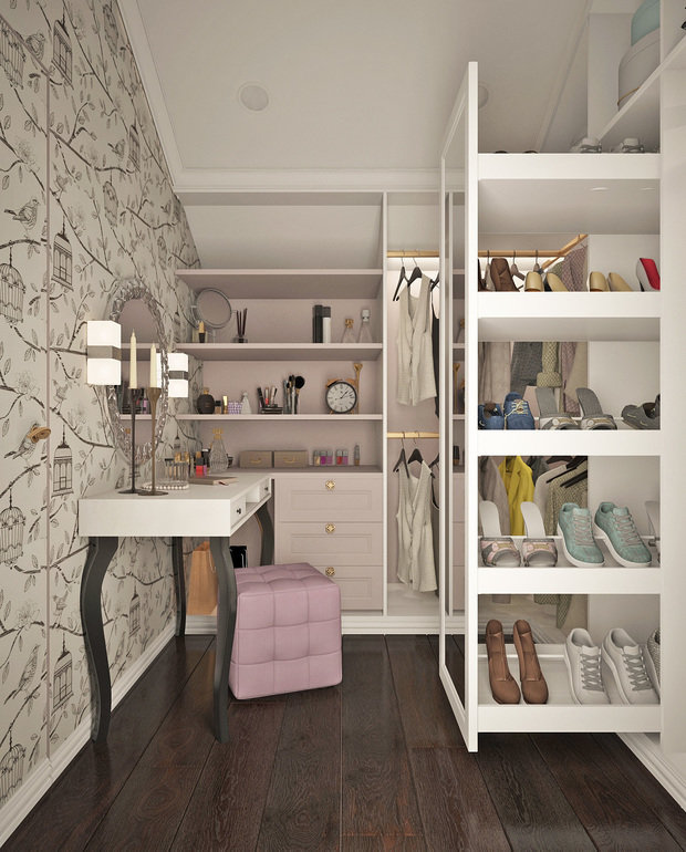Визуализация гардеробной в классическом стиле с элементами эклектики