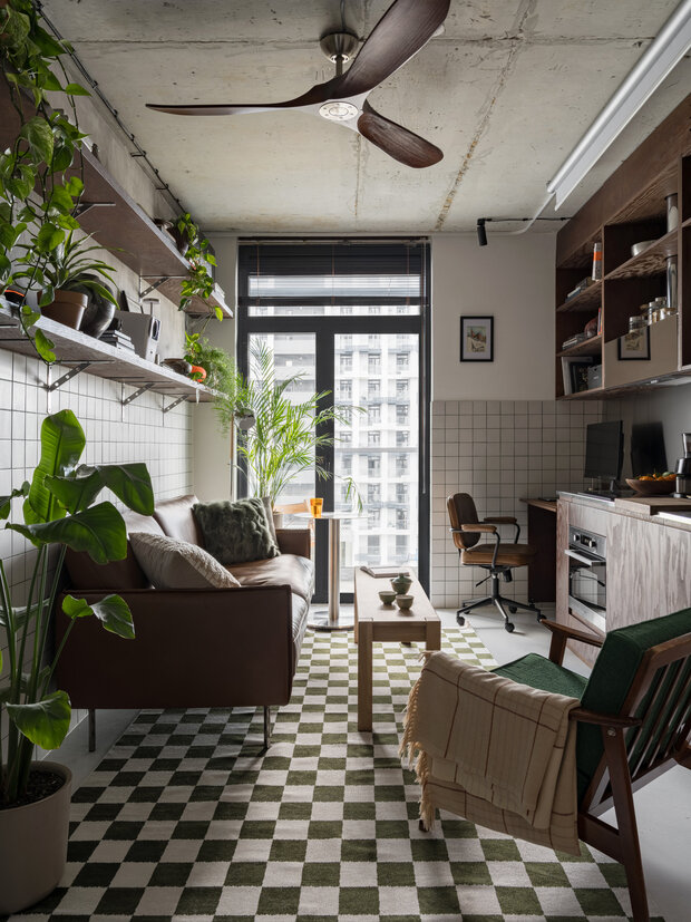 Фотография: Кухня и столовая в стиле Лофт, Современный, Малогабаритная квартира, Квартира, Студия, Проект дня, Сочи, Монолитный дом, до 40 метров, минимализм с элементами современного дизайна – фото на INMYROOM