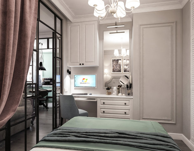 Фотография: Спальня в стиле Прованс и Кантри, Квартира, Проект недели, Москва, Сталинка, Кирпичный дом, 1 комната, 2 комнаты, до 40 метров, Анна Лубкова – фото на INMYROOM