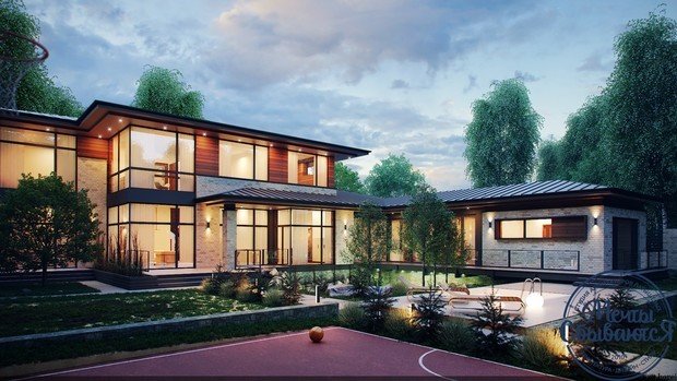 Фото из портфолио Современный двухэтажный дом с панорамными окнами – фотографии дизайна интерьеров на INMYROOM