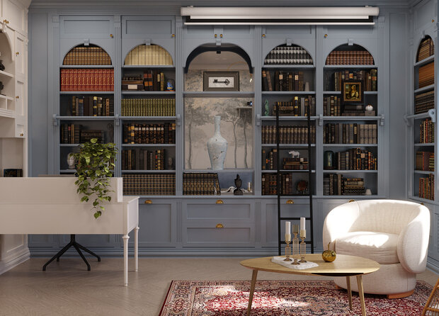 Визуализация интерьера кабинета в классическом стиле