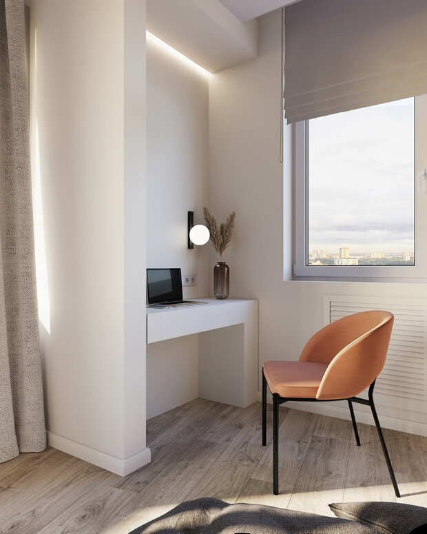 Визуализация интерьера кабинета в стиле минимализм
