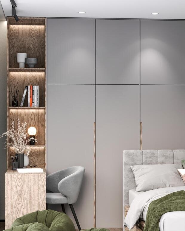 Визуализация интерьера спальни в стиле минимализм
