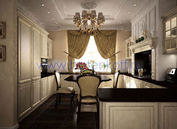 Фото из портфолио Дизайн проект кухни в классическом стиле от Батенькофф в таунхаусе. Поселок Палникс. – фотографии дизайна интерьеров на INMYROOM