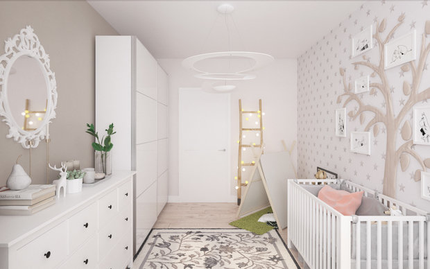 Фотография: Детская в стиле Современный, Скандинавский, Квартира, Проект дня, Московская область, Балашиха, Ольга Погорелова, Панельный дом, 2 комнаты, 40-60 метров, П-44ТМ – фото на INMYROOM