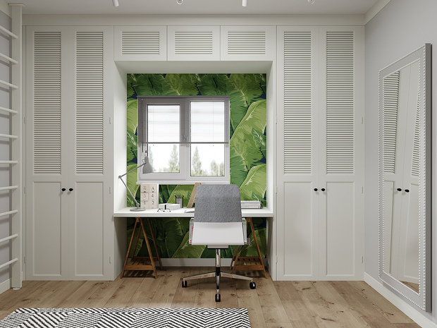Фотография: Кабинет в стиле Скандинавский, Дом, Проект недели, Дом и дача, Татьяна Воронцова, каркасный дом, 4 и больше, Дизайн-студия «Цуккини», Более 90 метров – фото на INMYROOM