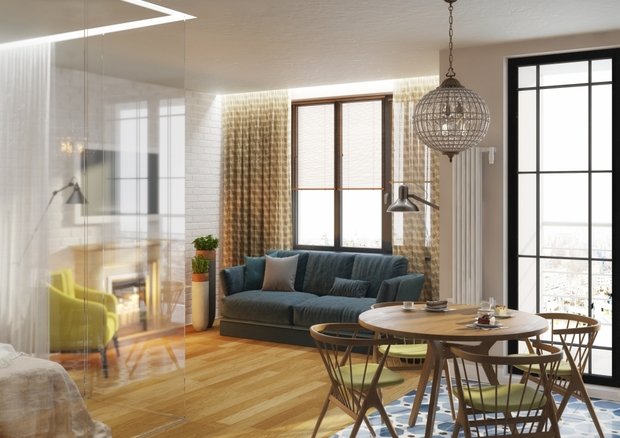 Фотография: Гостиная в стиле Скандинавский, Эко, Студия, Проект недели, Московская область, Zi-Design Interiors, ЖК «Московская – фото на INMYROOM