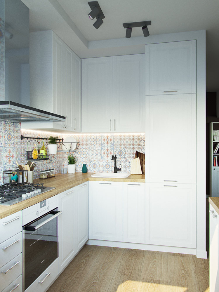 Фотография: Кухня и столовая в стиле Скандинавский, Квартира, Проект недели, Москва, Никита Зуб, Блочный дом, 3 комнаты, Дизайн-студия «Цуккини», 60-90 метров – фото на INMYROOM