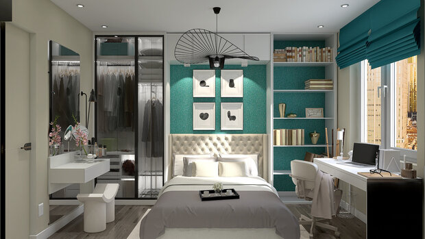 Визуализация интерьера спальни в современном стиле