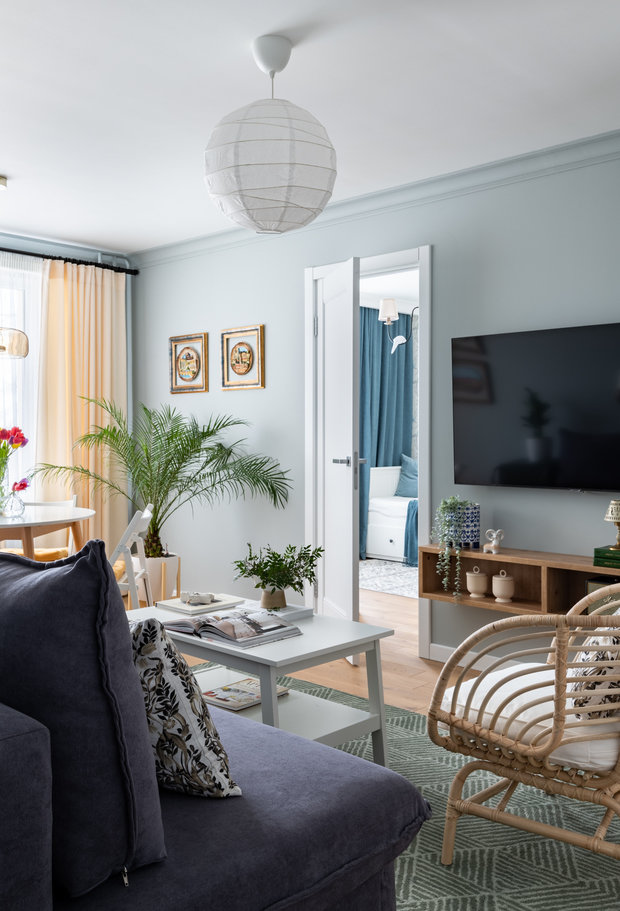 Фотография: Гостиная в стиле Современный, Квартира, Проект дня, Москва, 4 и больше, 60-90 метров, Алеся Котова – фото на INMYROOM