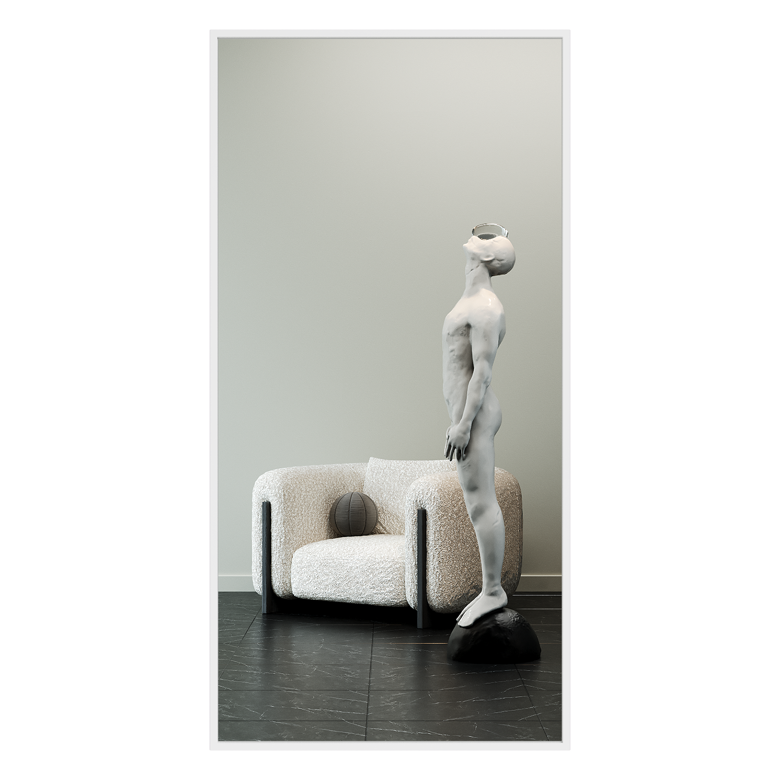 Зеркало настенное большое Halfeo XL в полный рост в металлической раме белого цвета   