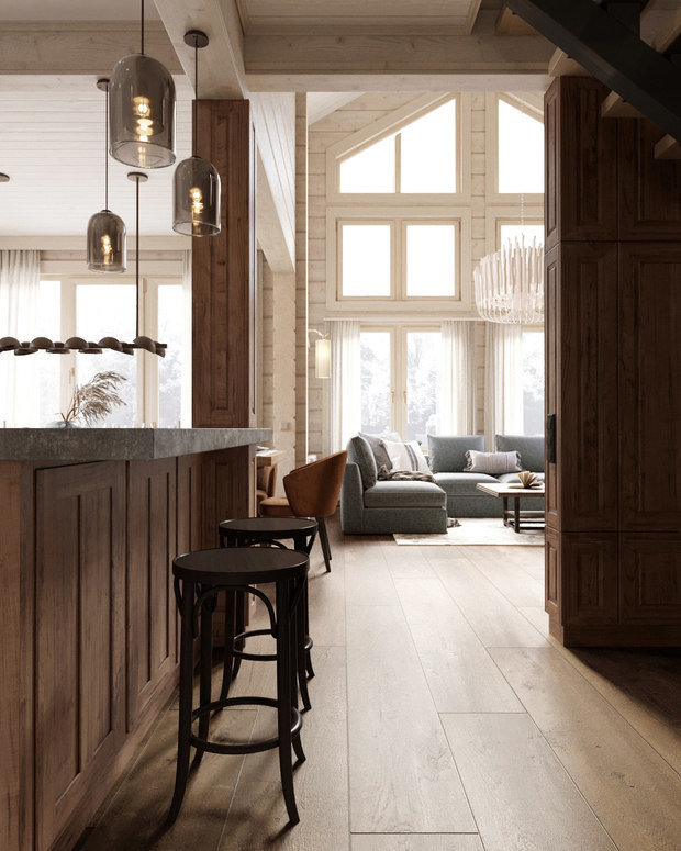 Фото из портфолио Загородный дом из бруса в поселке Смолячково – фотографии дизайна интерьеров на INMYROOM