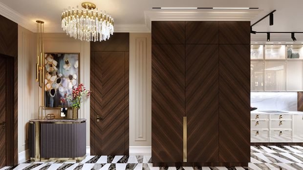 Фото из портфолио Квартира 118,2 м² в ЖК Тимирязевский: компромисс мужского и женского: баланс резких форм и мягких линий – фотографии дизайна интерьеров на INMYROOM