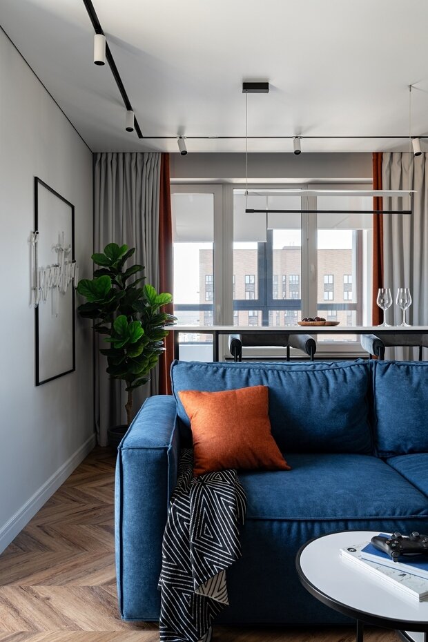 Фотография: Гостиная в стиле Современный, Квартира, Проект дня, Казань, 2 комнаты, 40-60 метров, MKInterior – фото на INMYROOM