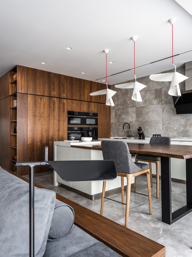 Фотография: Кухня и столовая в стиле Современный, Минимализм, Квартира, Проект недели, Москва, Оксана Цымбалова, 4 и больше, Более 90 метров – фото на INMYROOM