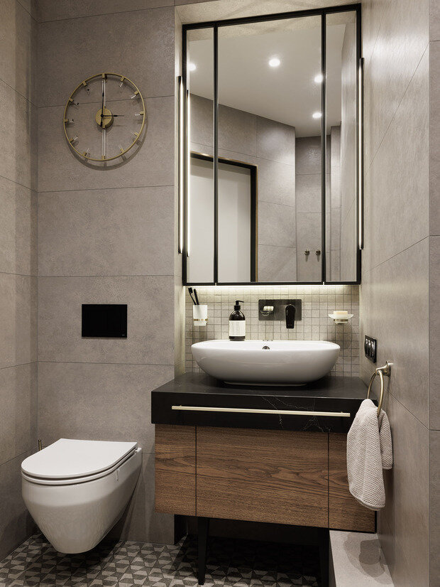 Фотография: Ванная в стиле Современный, Квартира, Проект дня, Санкт-Петербург, Кирпичный дом, Более 90 метров, современный с элементами классики и роскоши, Наталия Шмидт – фото на INMYROOM