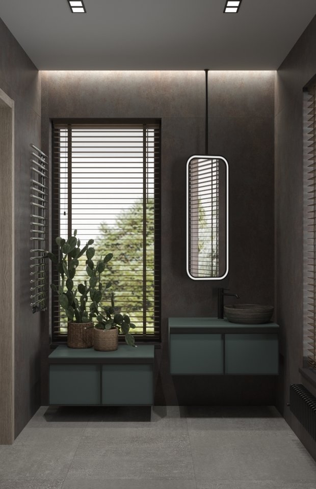 Визуализация интерьера ванной комнаты в стиле современный