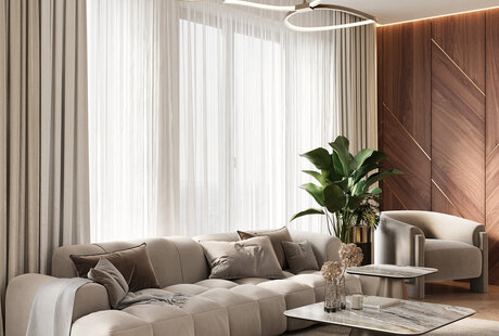 Дизайн интерьера квартиры в ЖК «Аструм» в современном стиле с элементами ар-деко