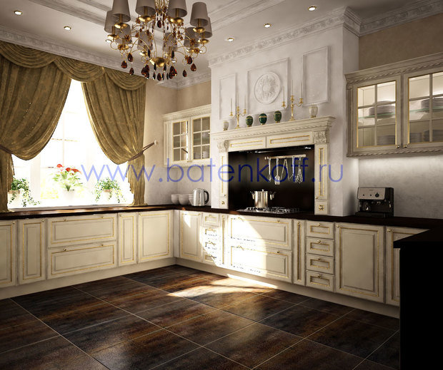 Фото из портфолио Дизайн проект кухни в классическом стиле от Батенькофф в таунхаусе. Поселок Палникс. – фотографии дизайна интерьеров на INMYROOM