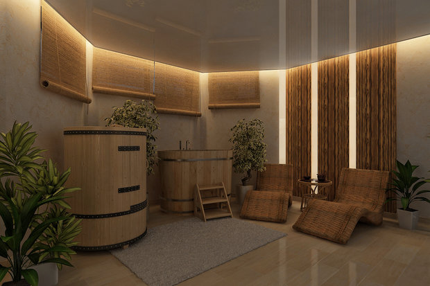 Фото из портфолио Коттедж - Гармония с природой SPA - цокольный этаж – фотографии дизайна интерьеров на INMYROOM