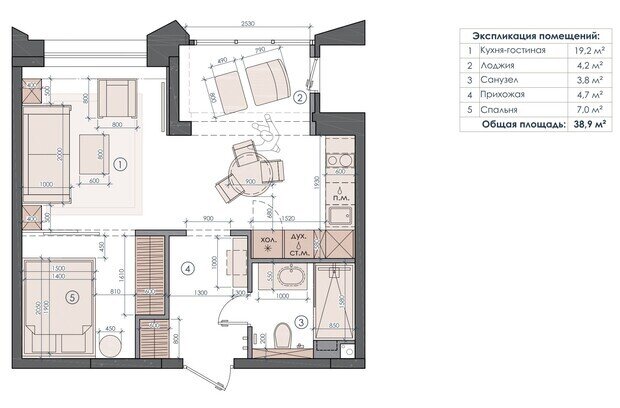 Фотография: Планировки в стиле , Современный, Малогабаритная квартира, Квартира, Проект дня, Москва, Монолитный дом, 1 комната, до 40 метров, Ольга Рябова – фото на INMYROOM