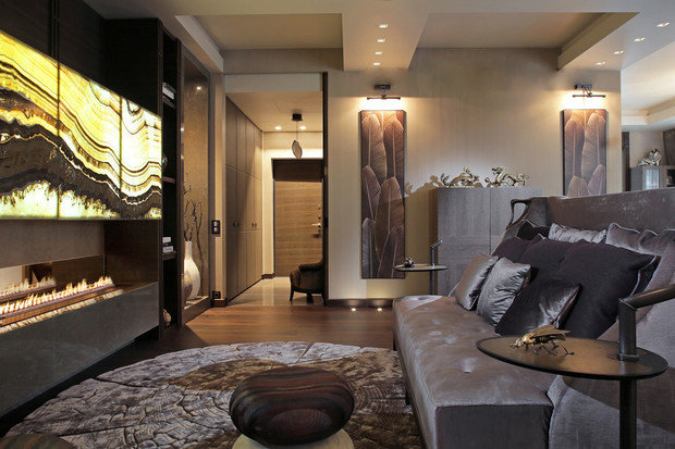 Фото из портфолио Гостиная с автоматическим биокамином. – фотографии дизайна интерьеров на INMYROOM