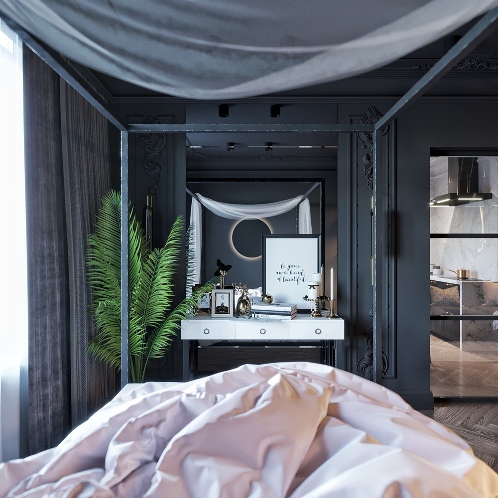 Фотография: Спальня в стиле Эклектика, Квартира, Проект недели, Серый, Екатеринбург, 1 комната, до 40 метров, IN MY BOX – фото на INMYROOM Фотография: Спальня в стиле Эклектика, Квартира, Проект недели, Серый, Екатеринбург, 1 комната, до 40 метров, IN MY BOX – фото на INMYROOM