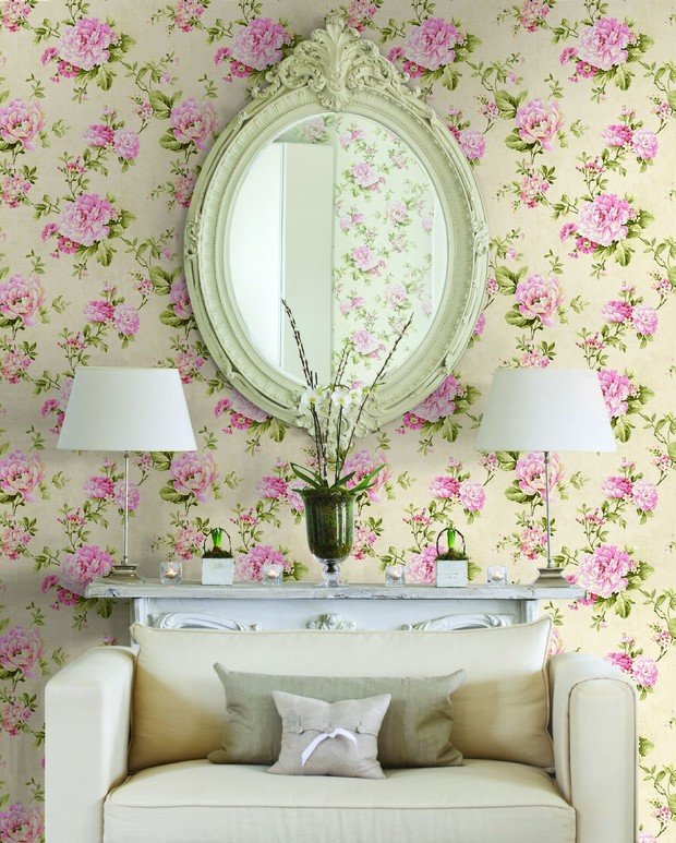 Фотография: Мебель и свет в стиле Прованс и Кантри, Гостиная, Интерьер комнат, Картины, Зеркало – фото на INMYROOM