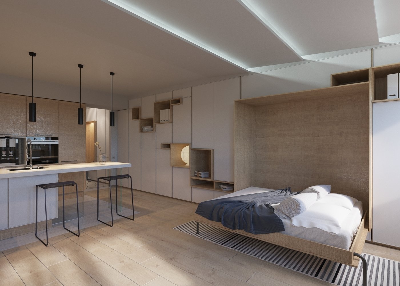 Фотография: Спальня в стиле Минимализм, Квартира, Студия, Проект недели, Екатеринбург, Марина Евстигнеева, Монолитный дом, 40-60 метров – фото на INMYROOM Фотография: Спальня в стиле Минимализм, Квартира, Студия, Проект недели, Екатеринбург, Марина Евстигнеева, Монолитный дом, 40-60 метров – фото на INMYROOM