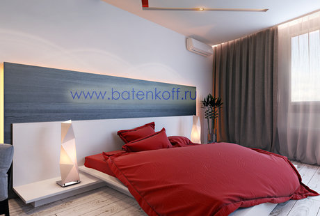 Дизайн проект спальни в двух уровневом пентхаусе в ЖК Антарес от Батенькофф