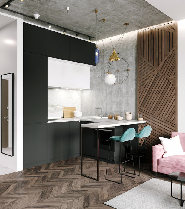 Фото из портфолио Квартира 40 м2 для девушки в ЖК Лайнер – фотографии дизайна интерьеров на INMYROOM