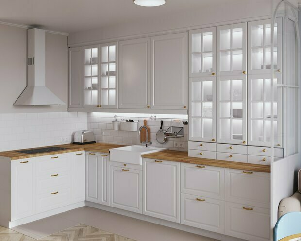 Фотография: Кухня и столовая в стиле Прованс и Кантри, Квартира, Проект недели, Москва, 2 комнаты, 60-90 метров, Студия NSQ, Света Константинова – фото на INMYROOM