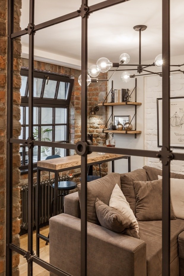 Фотография: Гостиная в стиле Лофт, Квартира, Проект недели, Евгения Лыкасова, Панельный дом, 2 комнаты, 40-60 метров – фото на INMYROOM