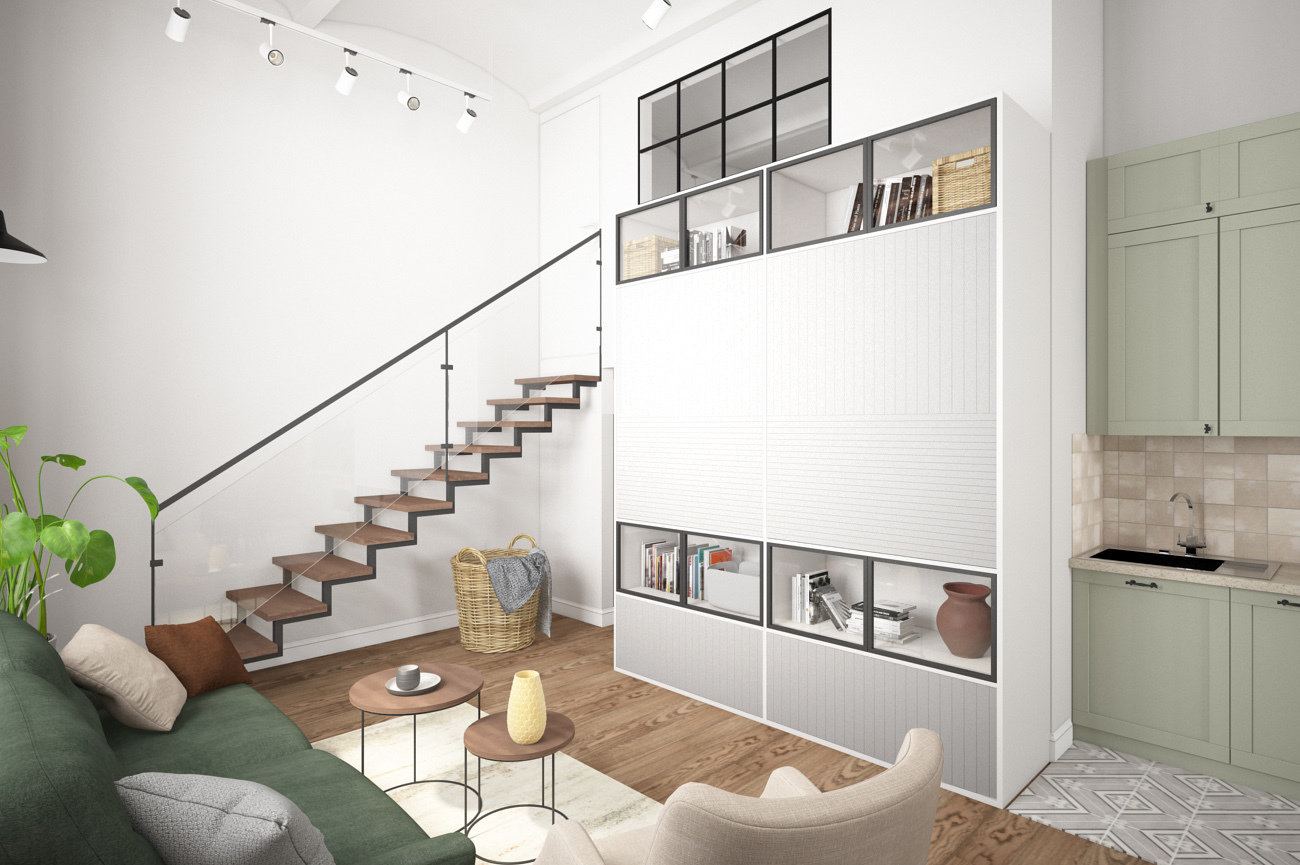 Фотография: Гостиная в стиле Лофт, Детская, Скандинавский, Квартира, Проект недели, Москва – фото на INMYROOM