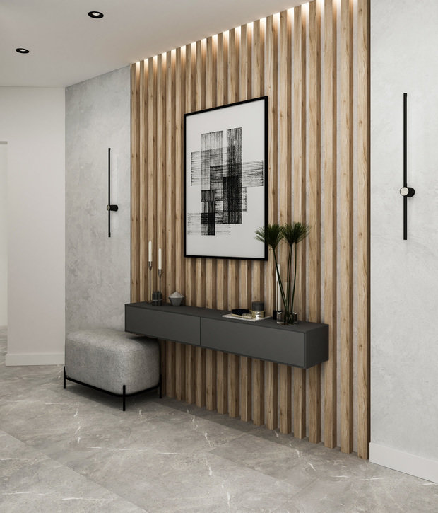 Визуализация интерьера прихожей в стиле минимализм