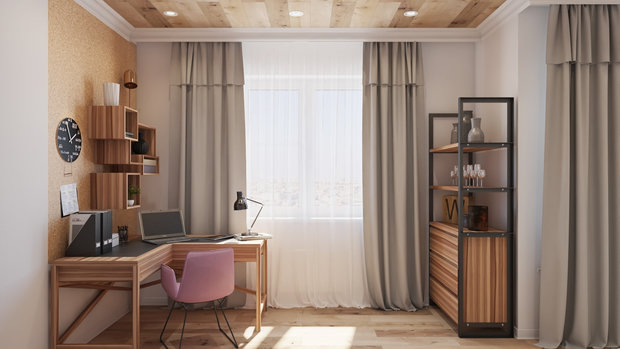 Фотография: Кабинет в стиле Современный, Квартира, Студия, Проект недели, Новая Москва, Евгения Матвеенко, FlatsDesign, Монолитный дом, 40-60 метров, ЖК «Рассказово» – фото на INMYROOM